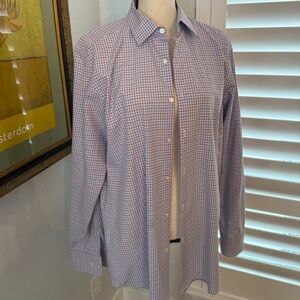 Red and blue checked BOSS button down dress shirt